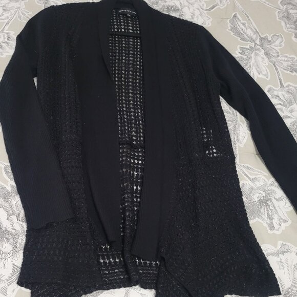 Jones New York Wool Blend Dressy Black Open Cardigan Size Small EUC - Picture 1 of 9